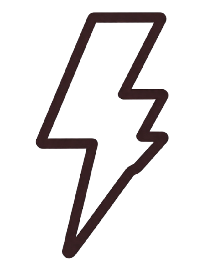 Black outline of a lightning bolt on a white background